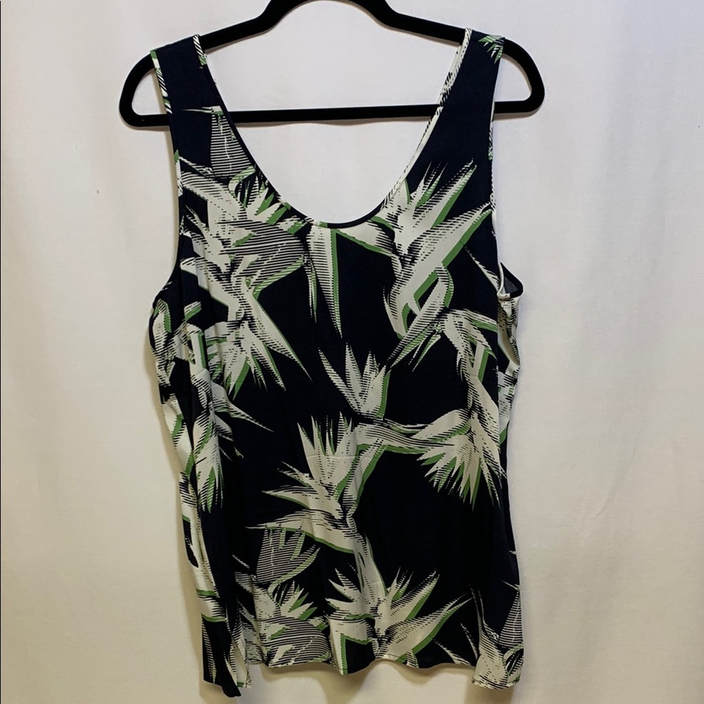 Classiques Entier Black Tropical Print Tank Top with White and Green